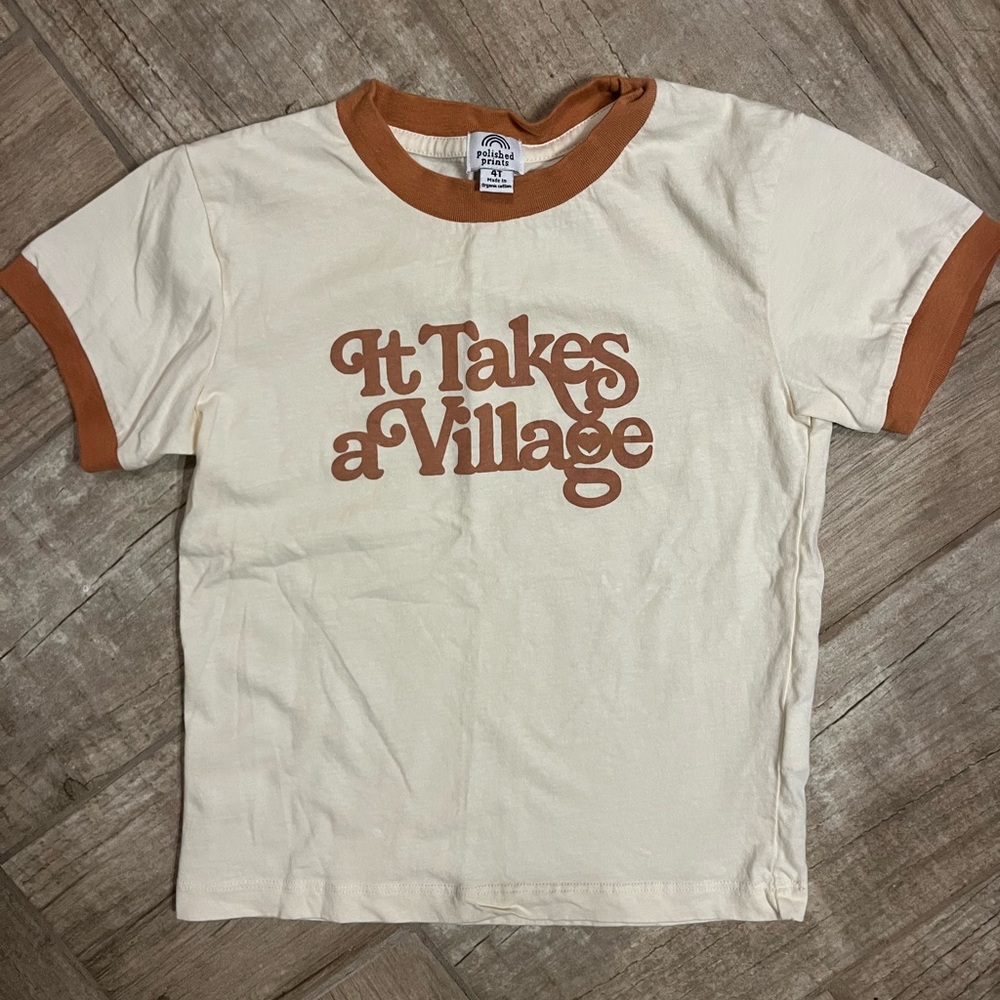 Kids Cream and Terracotta Tee - It Takes a Village